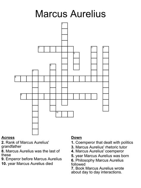 If you are looking for the correct solution then scroll down and get the possible answer and solve your puzzle. . Marcus aurelius crossword clue